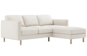 Micadoni Bílá sametová rohová pohovka Eden 223 cm