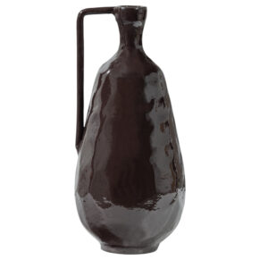 WOOOD Tmavě hnědá kovová váza Indre 36 cm