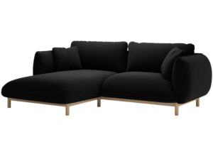 Micadoni Černá sametová rohová pohovka Ada 214 cm