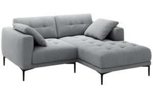 Micadoni Šedá sametová rohová pohovka Bemy 205 cm