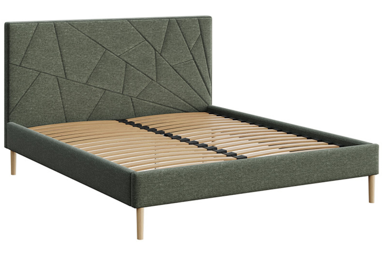 Mesonica Zelená čalouněná dvoulůžková postel Alano 160 x 200 cm s geometrickým prošíváním