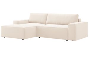 Micadoni Béžová sametová rozkládací pohovka Jodie 246 cm