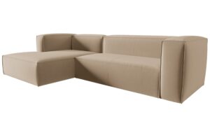 Cosmopolitan Design Pískově hnědá sametová rohová pohovka Mackay 282 cm