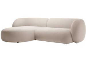 Micadoni Béžová sametová rohová pohovka Kate 285 cm