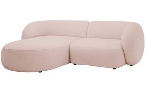 Micadoni Světle růžová bouclé rohová pohovka Kate 255 cm