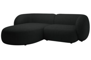 Micadoni Černá bouclé rohová pohovka Kate 255 cm