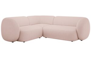 Micadoni Světle růžová bouclé rohová pohovka Kate 252 cm