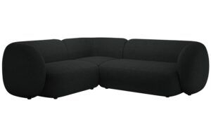 Micadoni Černá bouclé rohová pohovka Kate 252 cm