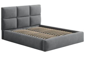 Windsor & Co Šedá sametová dvoulůžková postel Libera 160 x 200 cm s úložným prostorem