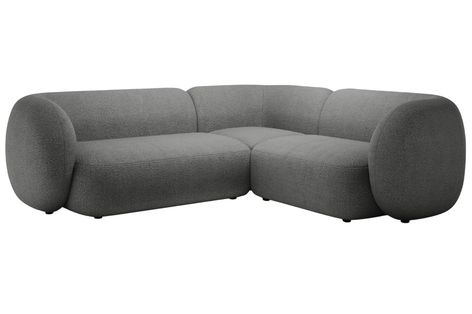 Micadoni Tmavě šedá bouclé rohová pohovka Kate 252 cm