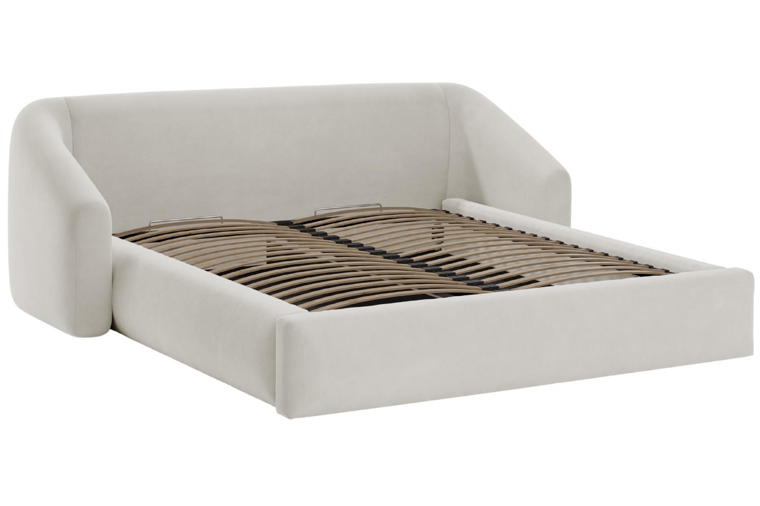 Cosmopolitan Design Světle béžová sametová dvoulůžková postel Campi 160 x 200 cm s úložným prostorem