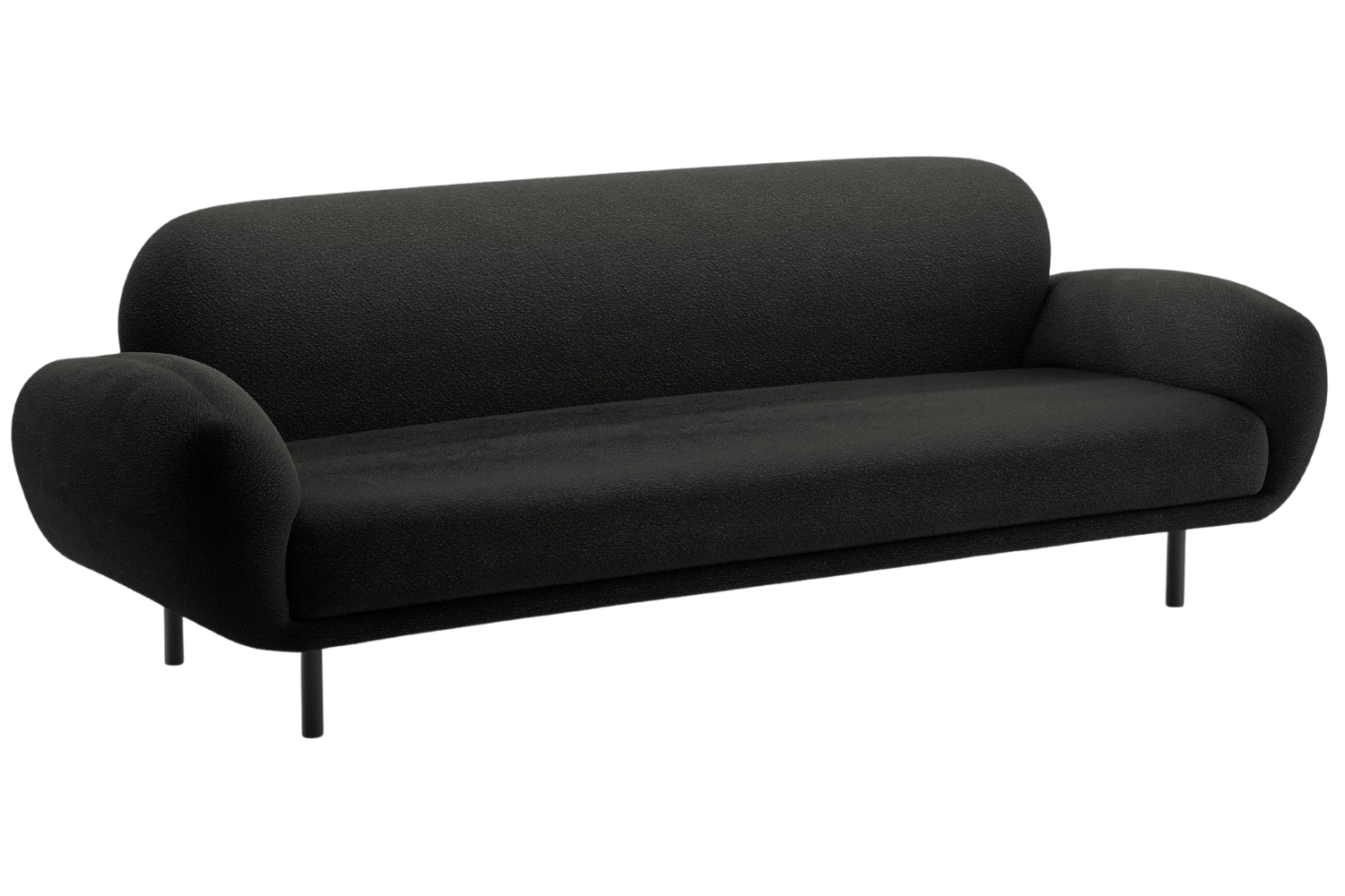 Micadoni Černá bouclé trojmístná pohovka Poppy 208 cm