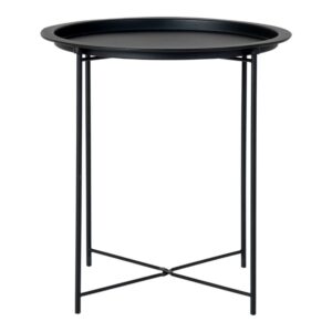 Nordic Living Černý kulatý kovový odkládací stolek Ronan 47 cm