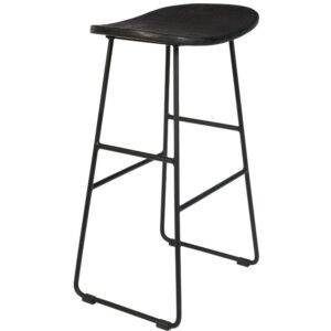 White Label Černá teaková barová židle TANGLE 62 cm