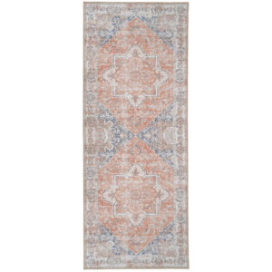 Nordic Living Modro oranžový běhoun Shola 80 x 200 cm s orientálními vzory