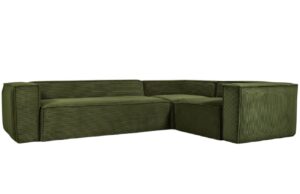 Kave Home Zelená manšestrová rohová pohovka Blok 320 cm