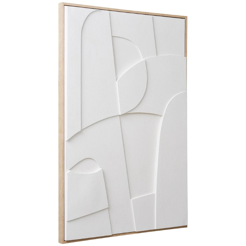 Nordic Living Bílý abstraktní obraz Madeline 90 x 60 cm