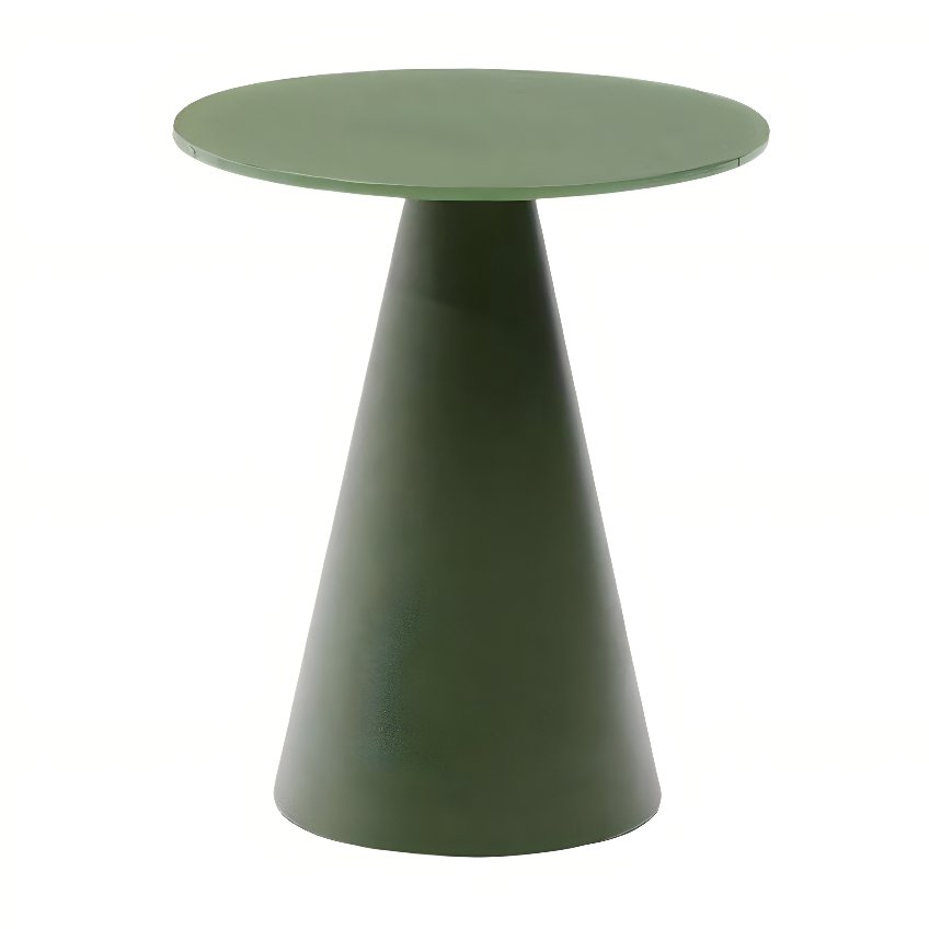 Kave Home Matně zelený skleněný kulatý odkládací stolek Wilshire 35 cm