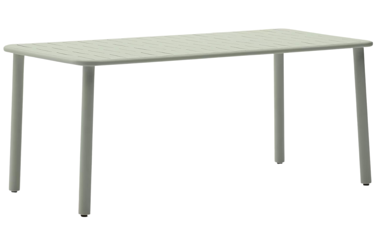 Kave Home Světle zelený kovový zahradní stůl Brai 180 x 90 cm