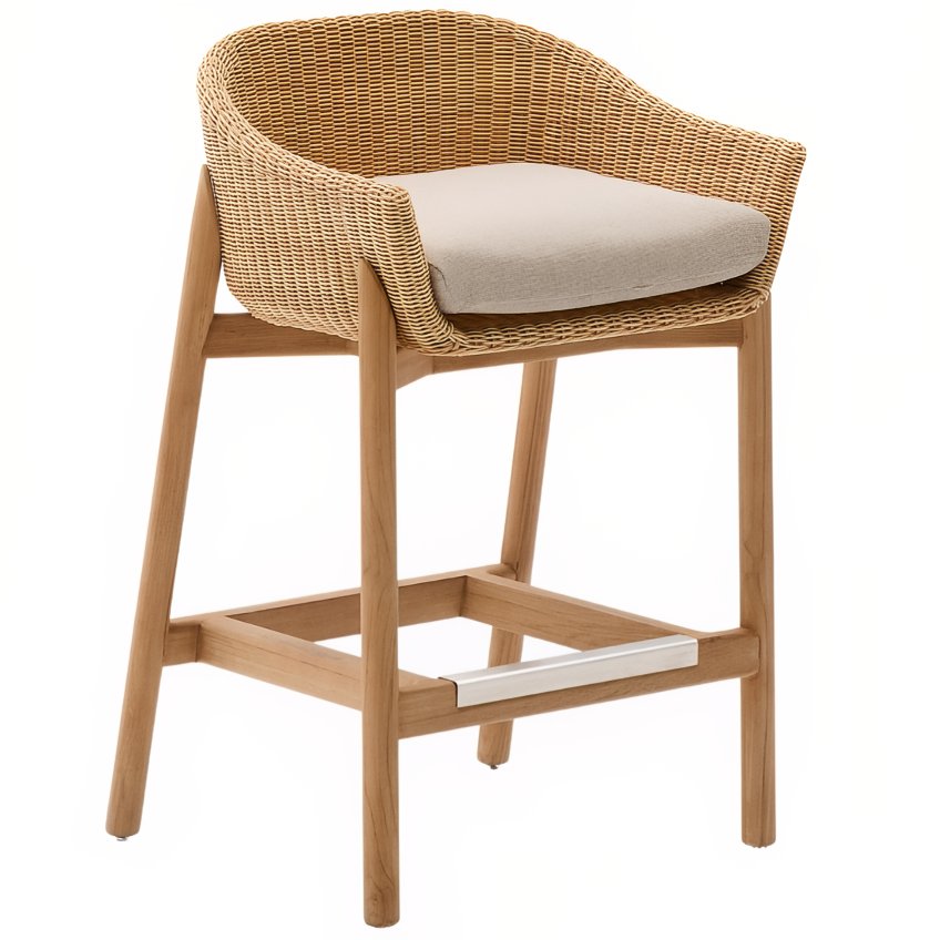 Kave Home Zahradní barová židle z umělého ratanu Galea 75 cm
