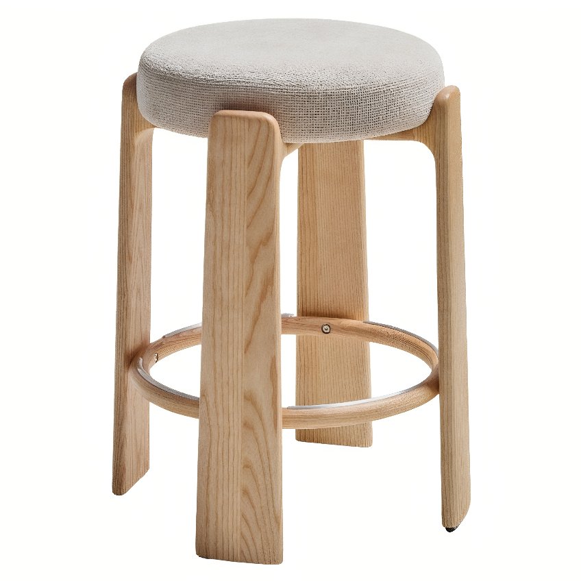 Kave Home Béžová dřevěná barová židle Granite II. 65 cm