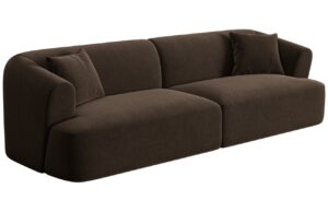 Cosmopolitan Design Tmavě hnědá sametová čtyřmístná pohovka Campi 255 cm