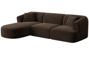 Cosmopolitan Design Tmavě hnědá sametová rohová pohovka Campi 256 cm
