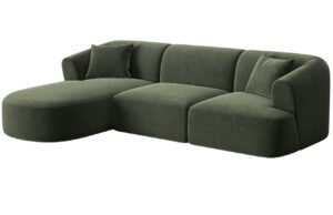 Cosmopolitan Design Zelená sametová rohová pohovka Campi 256 cm