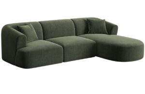 Cosmopolitan Design Zelená sametová rohová pohovka Campi 256 cm