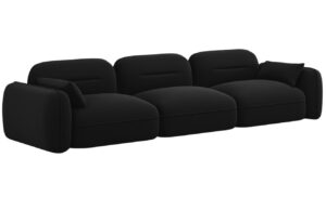 Cosmopolitan Design Černá sametová čtyřmístná pohovka Sydney 320 cm