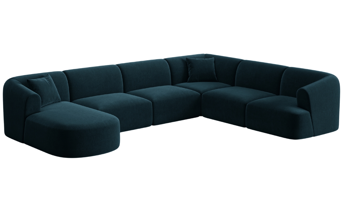 Cosmopolitan Design Petrolejově modrá sametová rohová pohovka Campi 330 cm
