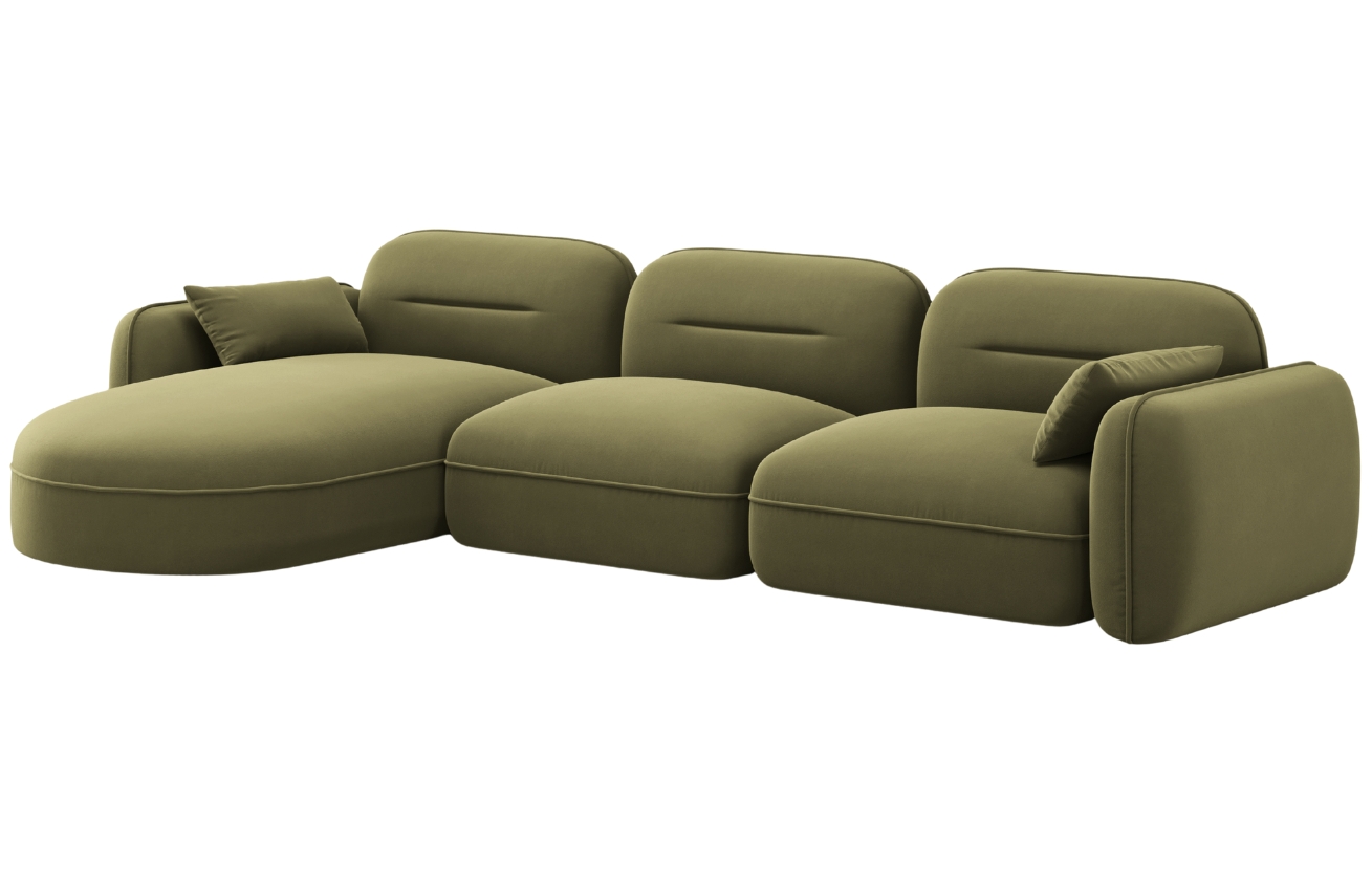 Cosmopolitan Design Zelená sametová rohová pohovka Sydney 320 cm