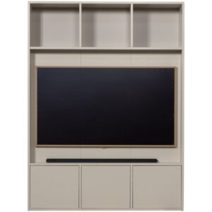 WOOOD Světle šedá dřevěná TV stěna Meggy 215 x 160 cm
