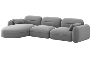 Cosmopolitan Design Šedá sametová rohová pohovka Sydney 320 cm