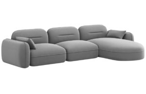 Cosmopolitan Design Šedá sametová rohová pohovka Sydney 320 cm