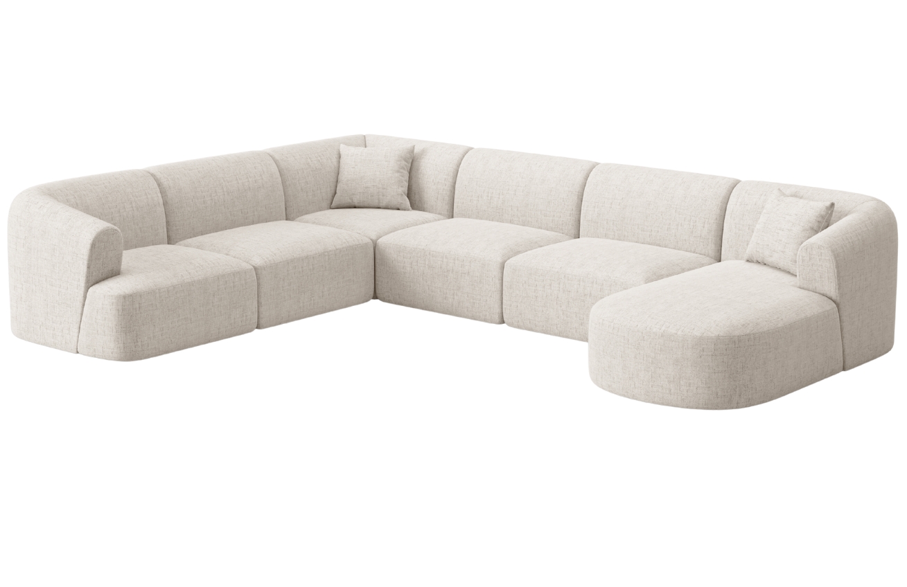 Cosmopolitan Design Světle béžová čalouněná rohová pohovka Campi 330 cm