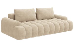 Cosmopolitan Design Světle béžová sametová rozkládací pohovka Linz 250 cm