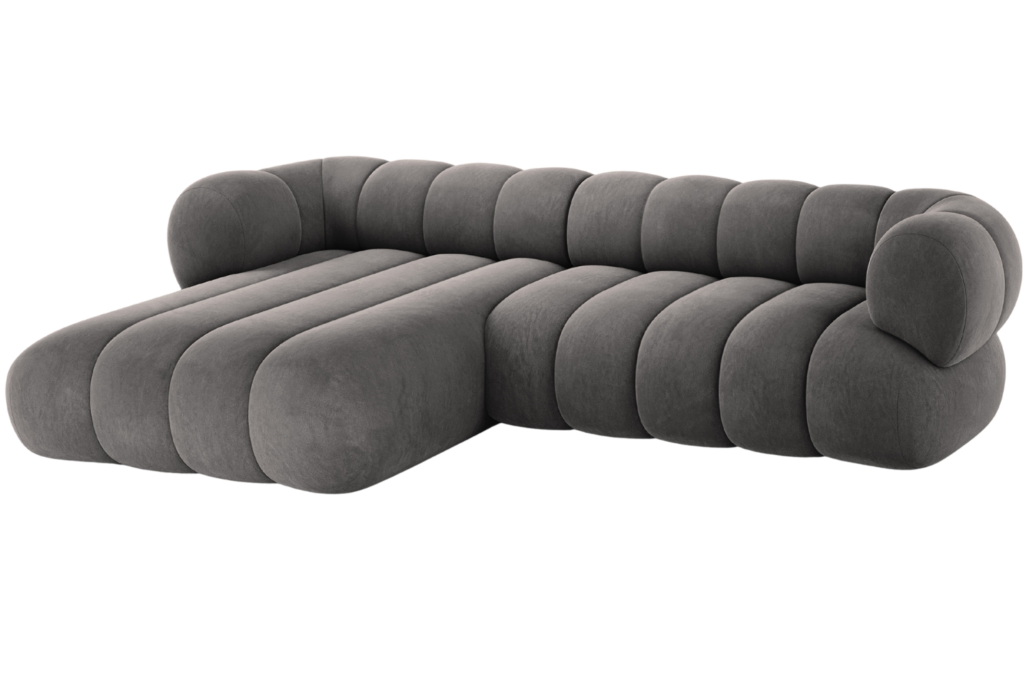 Cosmopolitan Design Šedá sametová rohová pohovka Koge 270 cm