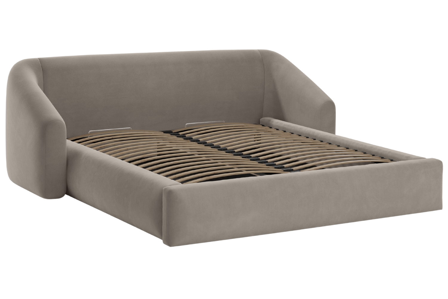 Cosmopolitan Design Hnědá sametová dvoulůžková postel Campi 160 x 200 cm s úložným prostorem