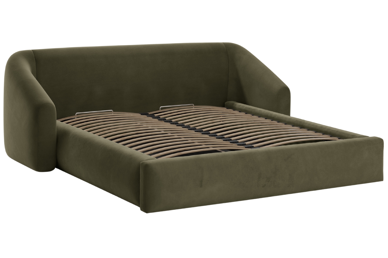 Cosmopolitan Design Zelená sametová dvoulůžková postel Campi 180 x 200 cm s úložným prostorem