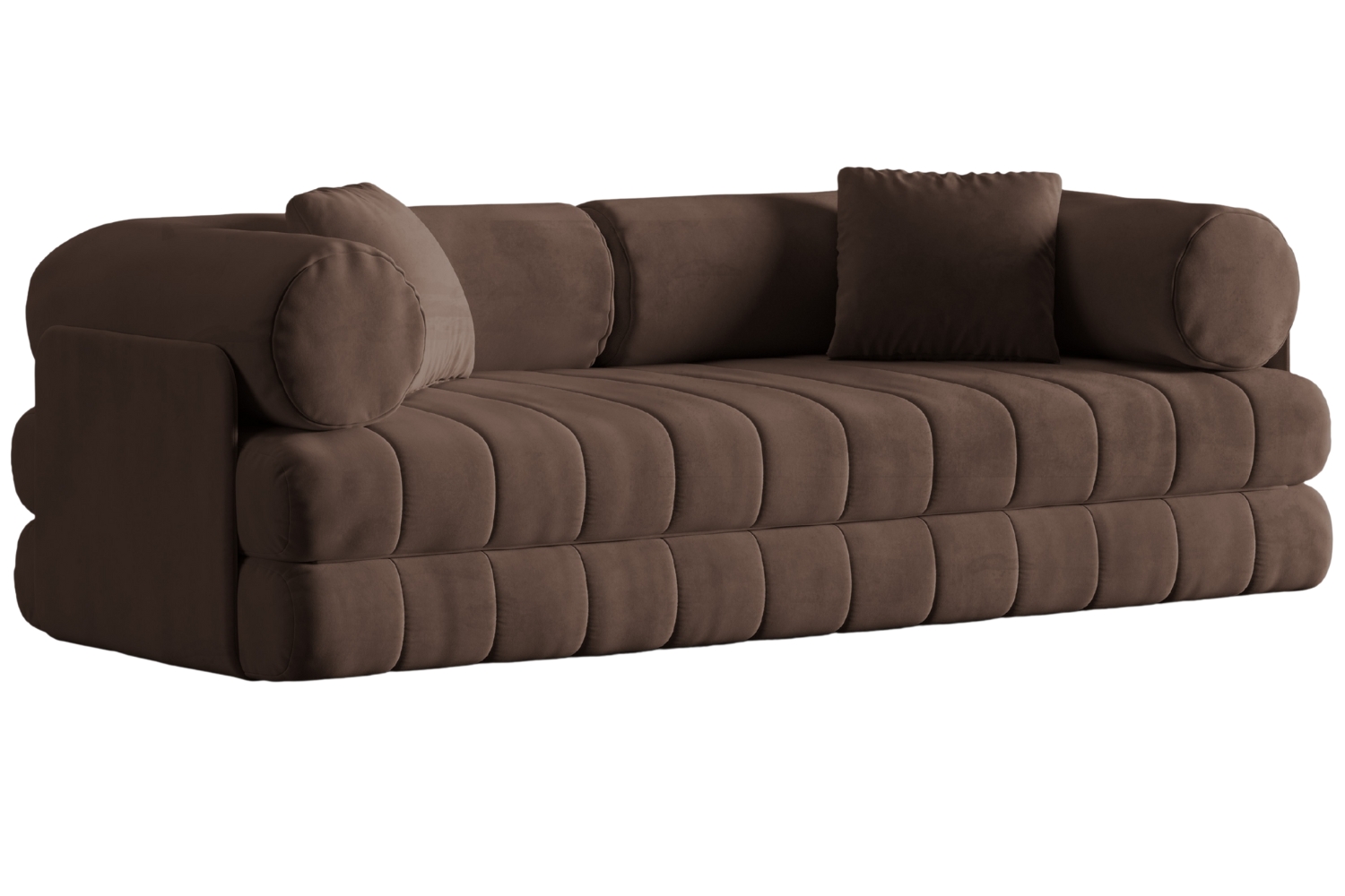 Cosmopolitan Design Hnědá sametová rozkládací pohovka Kemi 206 cm