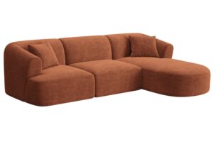 Cosmopolitan Design Terakotově oranžová manšestrová rohová pohovka Campi 256 cm