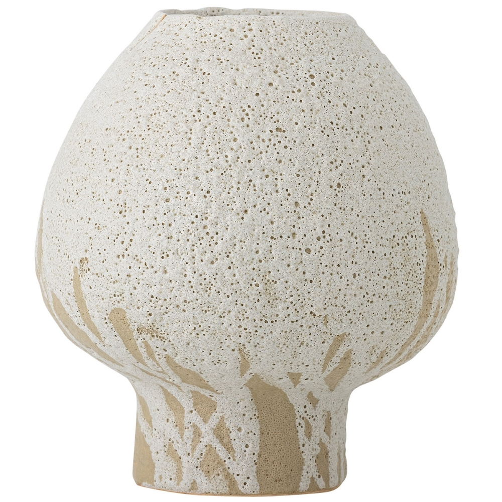 Bloomingville Bílá kameninová váza Morag 19 cm
