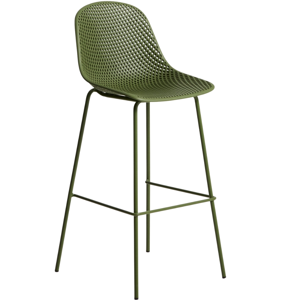 Kave Home Zelená plastová barová židle Quinby 75 cm