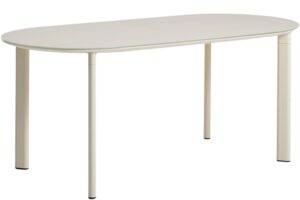 Kave Home Krémový zahradní jídelní stůl Erice 180 x 90 cm se skleněnou deskou