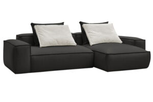 Bobochic Paris Černá koženková rohová pohovka Boheme 302 cm