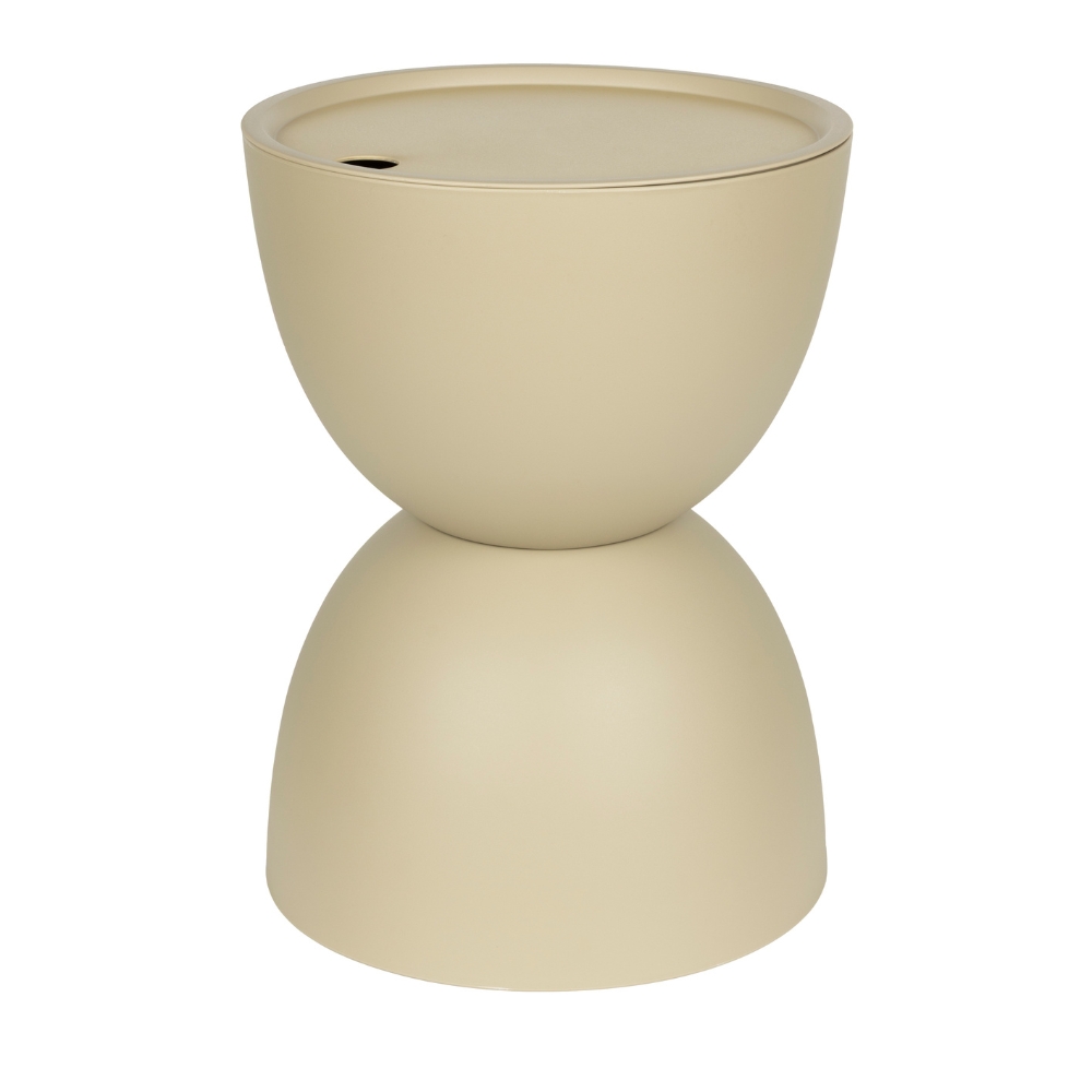 White Label Béžový plastový zahradní stolek MARA 34 cm