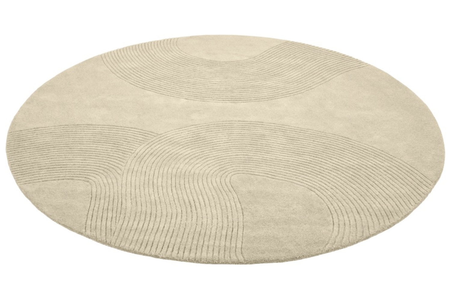 Bolia Krémově bílý vlněný kulatý koberec Zen 250 cm
