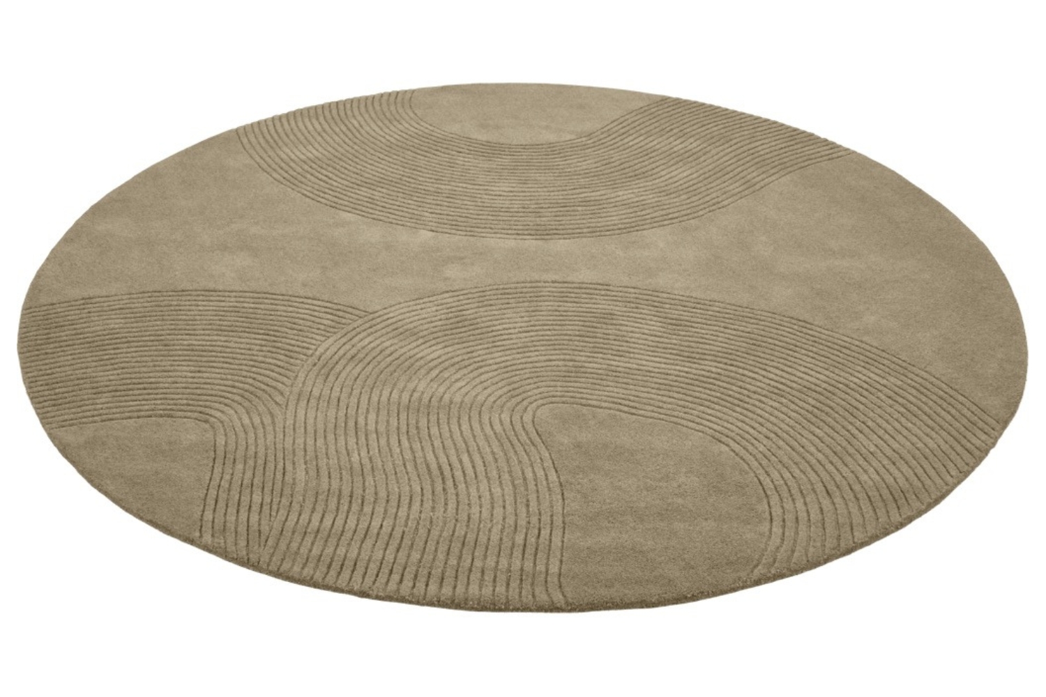 Bolia Tmavě béžový vlněný kulatý koberec Zen 250 cm