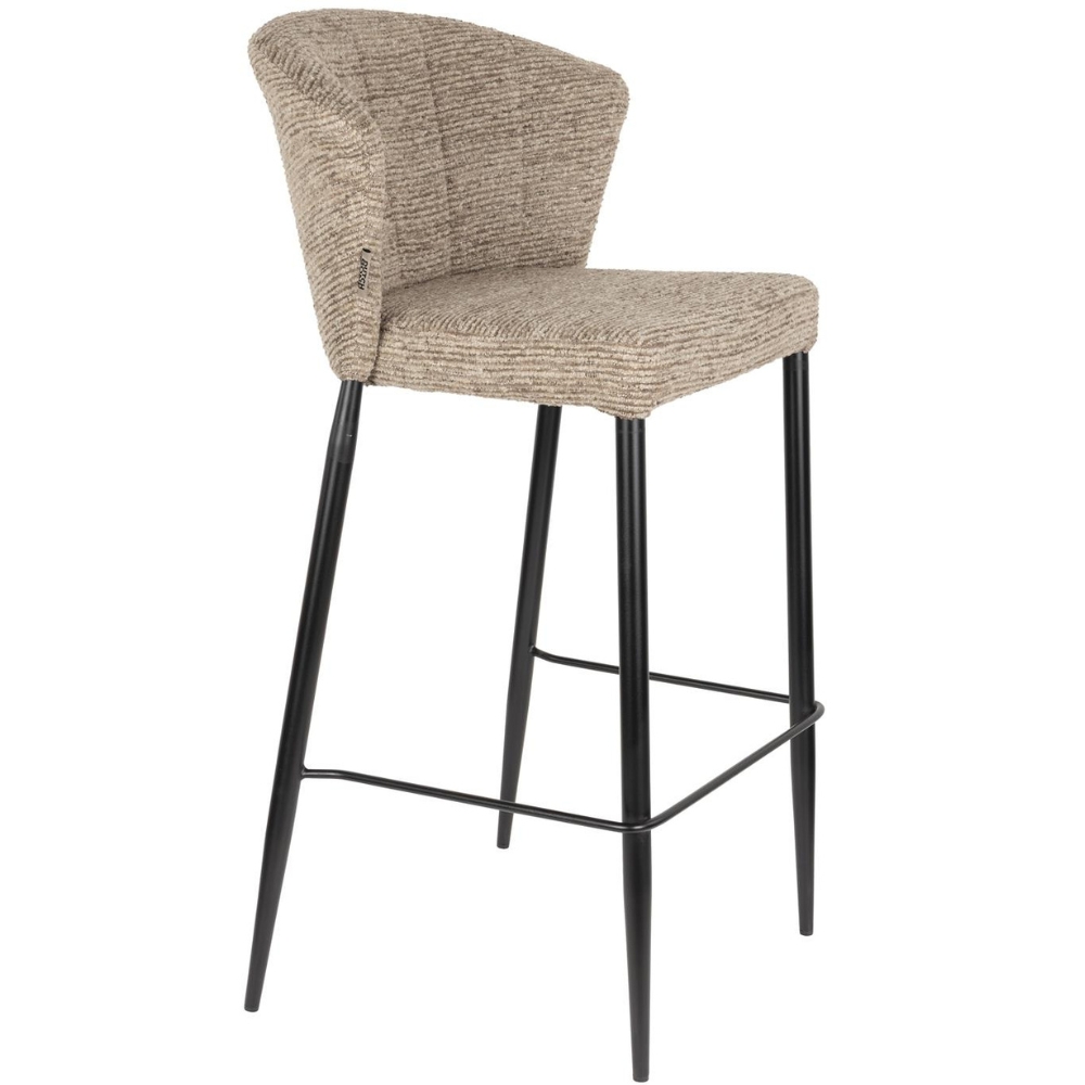 Dutchbone Tmavě béžová čalouněná barová židle GEORGIA 75 cm